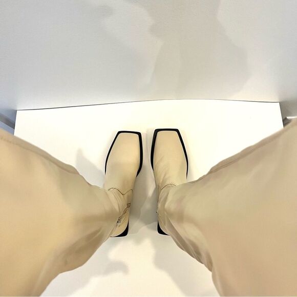 Schutz Guily Up Stretch Napa Leather Over the Knee Boots in Eggshell 5, NWOB - Picture 8 of 11